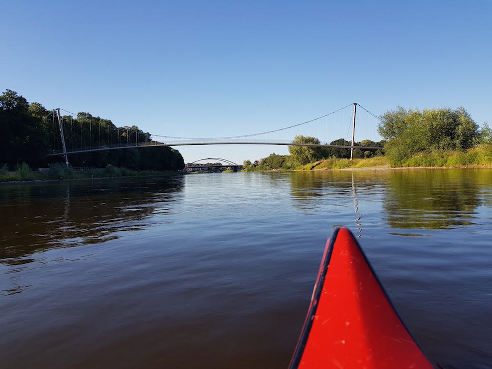 Kanutour auf der Weser: Ankunft in Minden