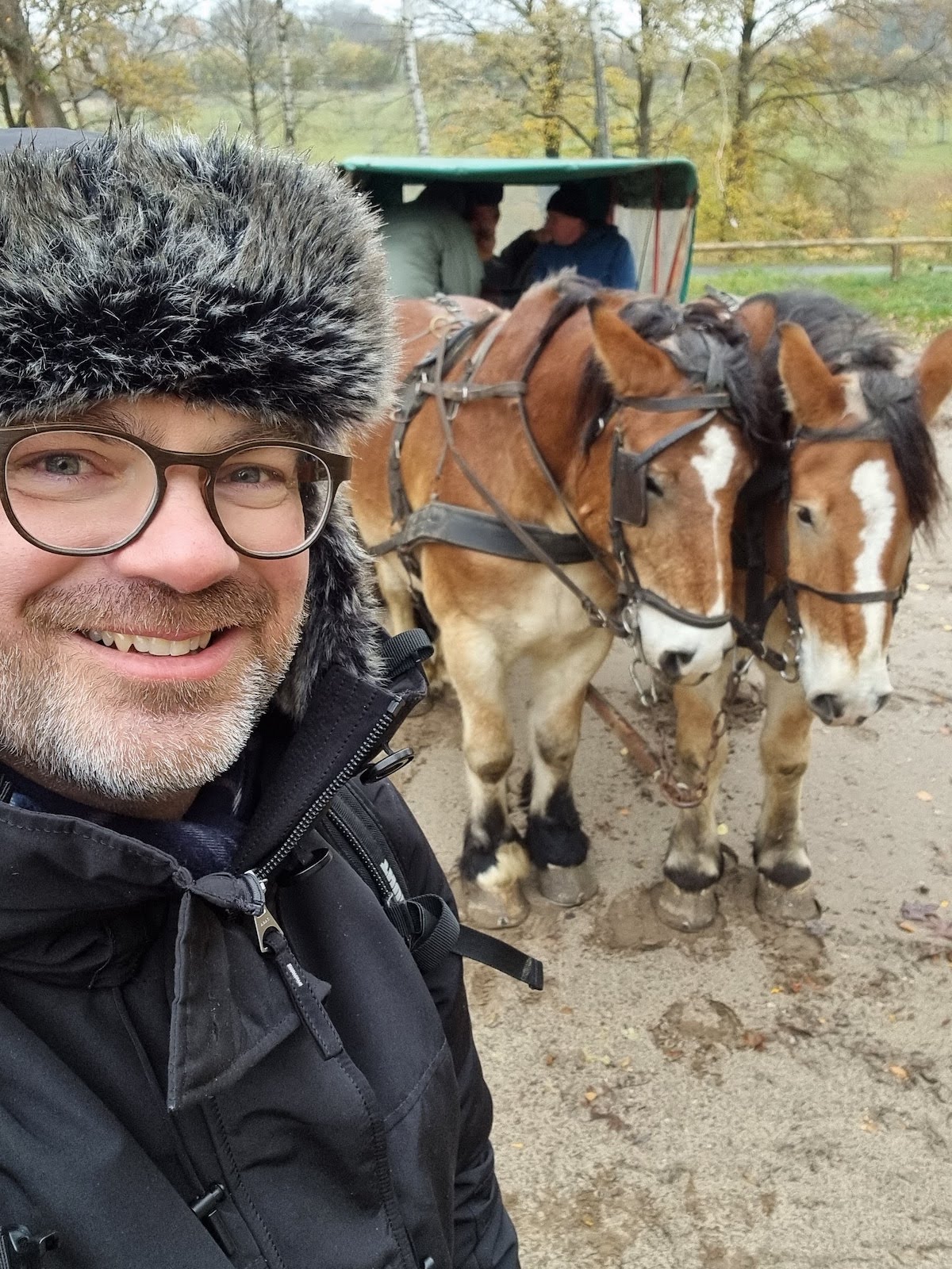 Mit der Pferdekutsche fuhren wir bei eisigen Temperaturen von Niederhaverbeck nach Wilsede und wieder zurück