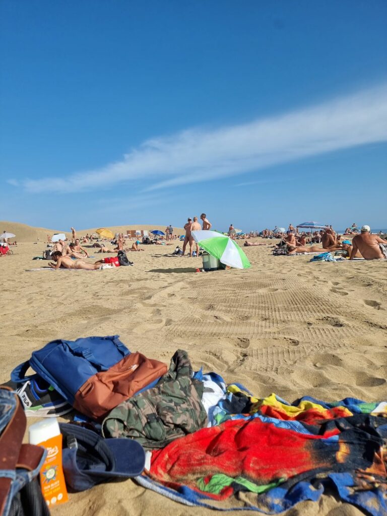 Unser Lager am schwulen Strandabschnitt in Playa del Ingles